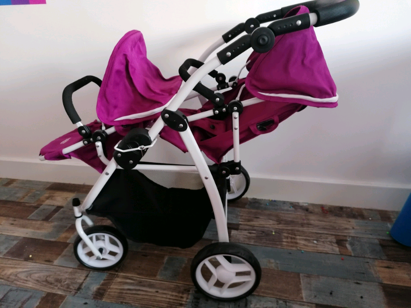 britax dolls double buggy hot pink